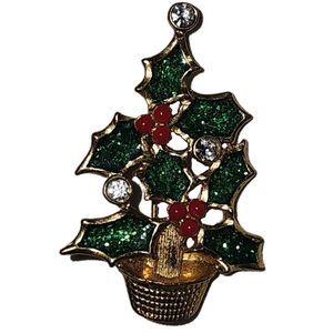 Nina Ricci Christmas Tree Pin for Avon Holly Christmas Tree Brooch